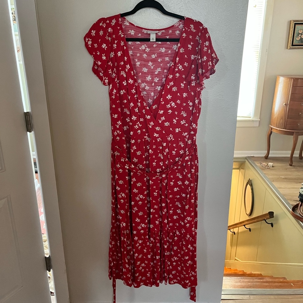 Ava & Viv Red Floral Midi Dress